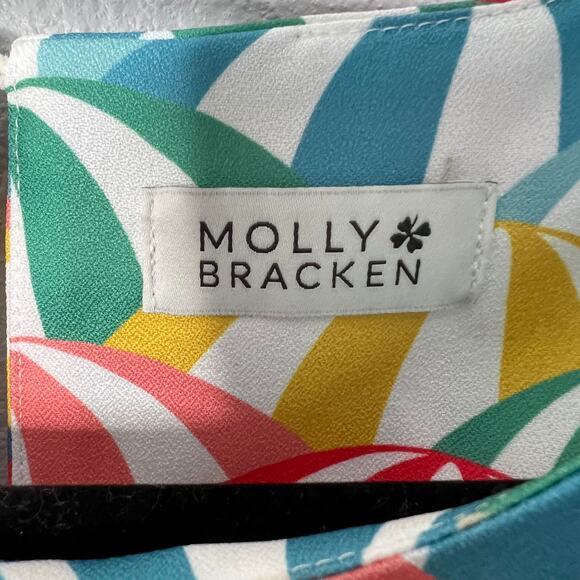 Molly Bracken Umbrella Shift Dress Multi-Colored Round Neck Short Sleeve Sz XS - Picture 4 of 10